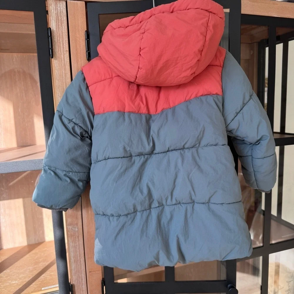 Zara Kids puffer jacket zip up hooded toddler boys fleece lined zipper